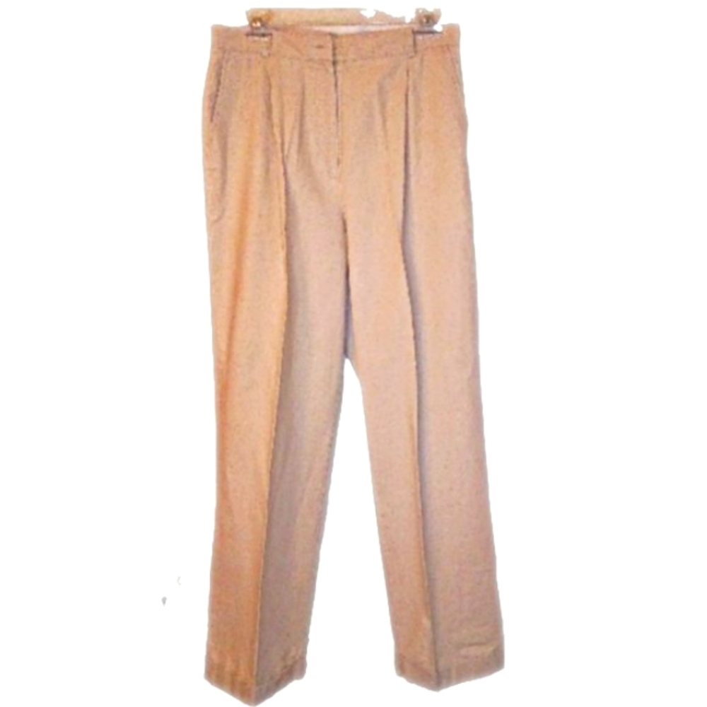 NEWPORT NEWS Khaki Pleat Front Wide Leg Linen Blend Pant Plus Size 14
